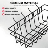 5-pack black metal wire pegboard basket set with five graduated sizes for garage, workshop, craft room, kitchen, and office storage