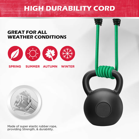 24-piece heavy duty bungee cord set with multi-length elastic straps and coated steel hooks for camping, transport and storage