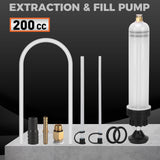 200cc fluid extractor pump with hose kit for transferring engine oil, coolant and brake fluid in automotive maintenance