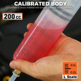 HORUSDY 200cc Fluid Extractor Pump, Oil & Coolant Transfer Syringe with Hose Kit for Automotive Brake Fluid & Engine Oil