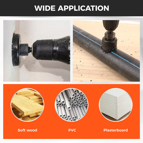 HORUSDY 8PCS Hole Saw Kit with Mandrel, Drill Bits, Hex Key and Storage Case for Wood, PVC and Plasterboard