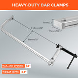 12 inch heavy duty bar clamps set for woodworking and metal welding