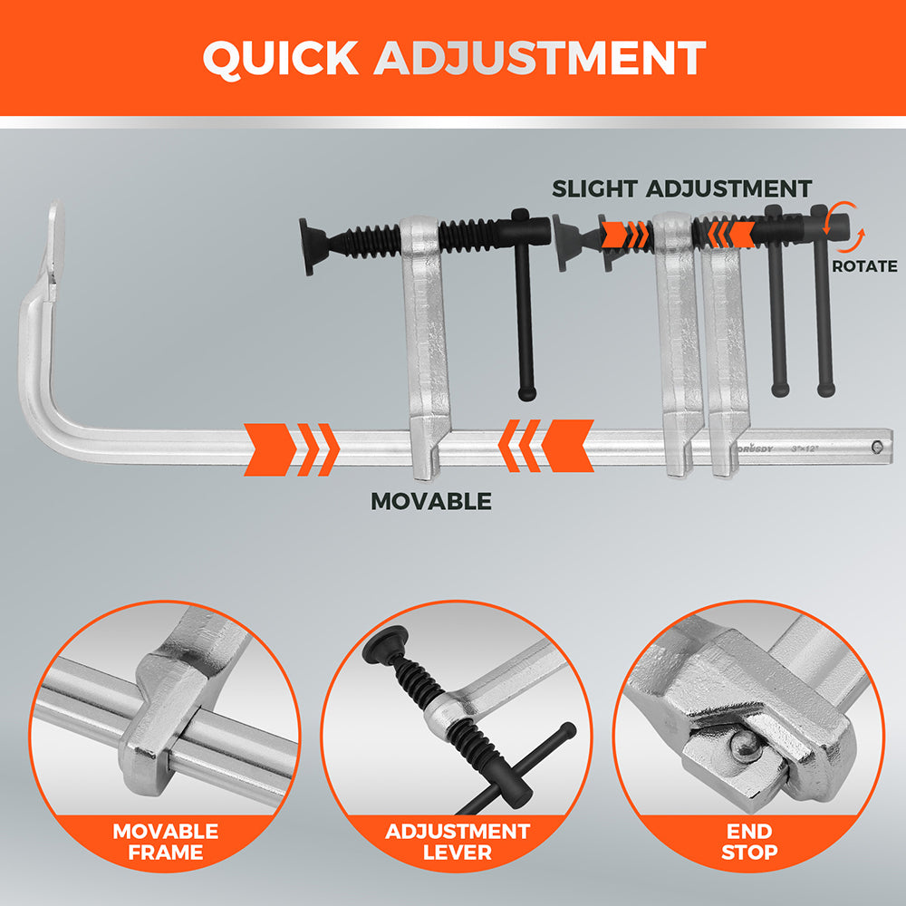 12 inch heavy duty bar clamps set for woodworking and metal welding
