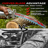 3-pack 12 inch 6 TPI curved pruning reciprocating saw blades for tree trimming, branches, green wood and wood cutting