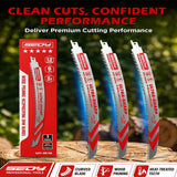 3-pack 12 inch 6 TPI curved pruning reciprocating saw blades for tree trimming, branches, green wood and wood cutting