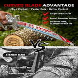 3-pack 15 inch 6 TPI curved pruning reciprocating saw blades for tree trimming, branches, green wood and wood cutting