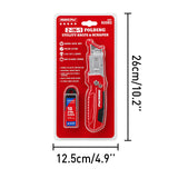 2-in-1 folding utility knife and scraper with SK5 blades, 3-angle locking, built-in blade storage and belt clip