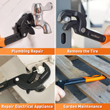 Self-adjusting pipe wrench set with high-carbon steel jaws, non-slip handles and 14–63mm capacity for plumbing, auto repair and home maintenance