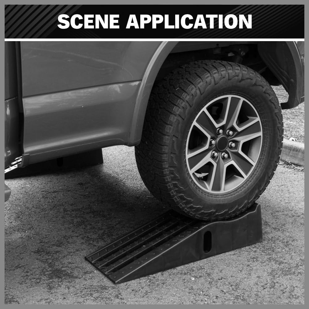 Heavy-Duty A Pair Car Ramps with Non-Slip Surface for Extra-Wide Tire - 5 Ton Capiticy