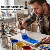 2 inch and 3 inch flat paint brush set with polyester bristles, stainless steel ferrule and plastic handle for paints, stains, acrylics and DIY projects