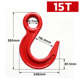 large opening eye hook with heavy-duty powder-coated finish for rigging, lifting, cargo securement and material handling