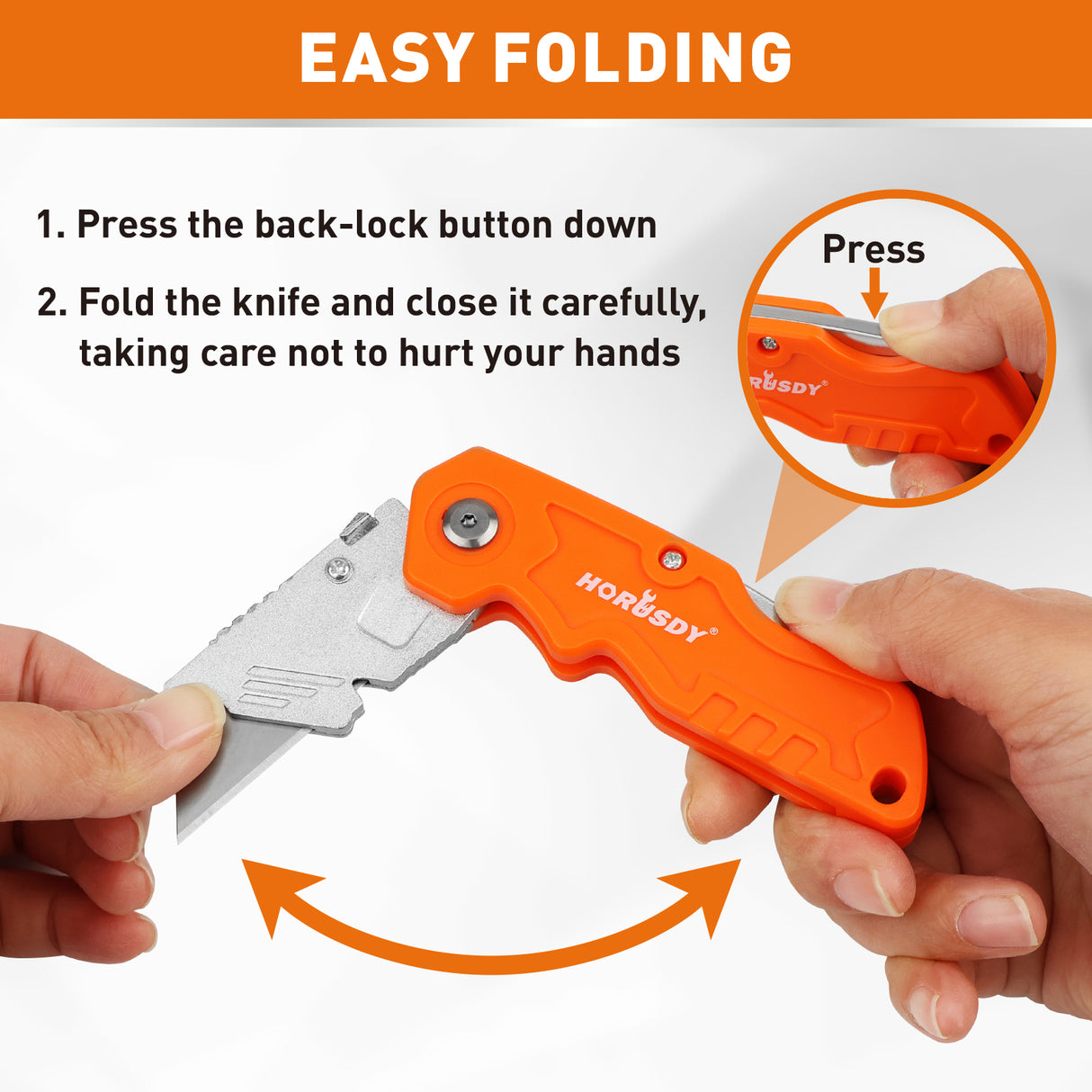 4Pc Folding Utility Knife Set | Quick-Change Box Cutter with 10 Extra Blades | Includes Storage Bag