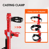 4.5 Ton hydraulic shock spring compressor with adjustable clamps and steel safety chain for car suspension and coil spring removal.