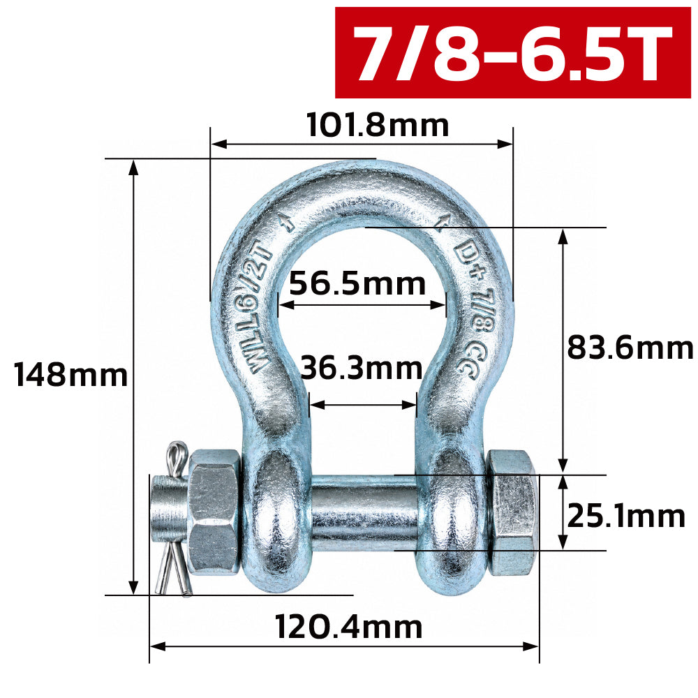 heavy duty bolt type bow shackle 0.5T-25T with nut and cotter pin for lifting, rigging, towing and industrial applications