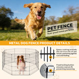 8 panel metal dog playpen 30 inch foldable pet exercise pen heavy duty puppy fence indoor outdoor with door double latch black