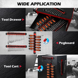 3-piece magnetic tool organizer with 42 adjustable clips, aluminum rails for wrenches, screwdrivers and tool storage