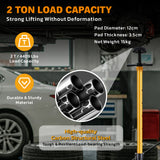 2 ton adjustable under hoist safety support stand with rubber cushioned tray, rotating handle, steel base and nylon wheels
