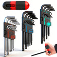 SEDY 36 piece long arm ball end hex key and torx star wrench set with SAE metric sizes, T handle and storage bag