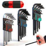 SEDY 36 piece long arm ball end hex key and torx star wrench set with SAE metric sizes, T handle and storage bag