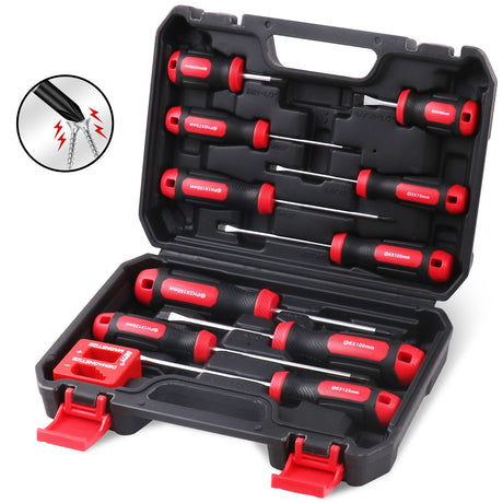 11-piece magnetic screwdriver set with storage rack, Phillips and flathead screwdrivers for home and garage use