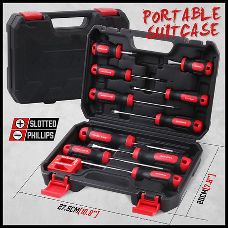 11-piece magnetic screwdriver set with storage rack, Phillips and flathead screwdrivers for home and garage use