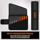 40 piece reciprocating saw blades set with organizer pouch for wood cutting, metal cutting, pruning, demolition and general purpose Sawzall applications