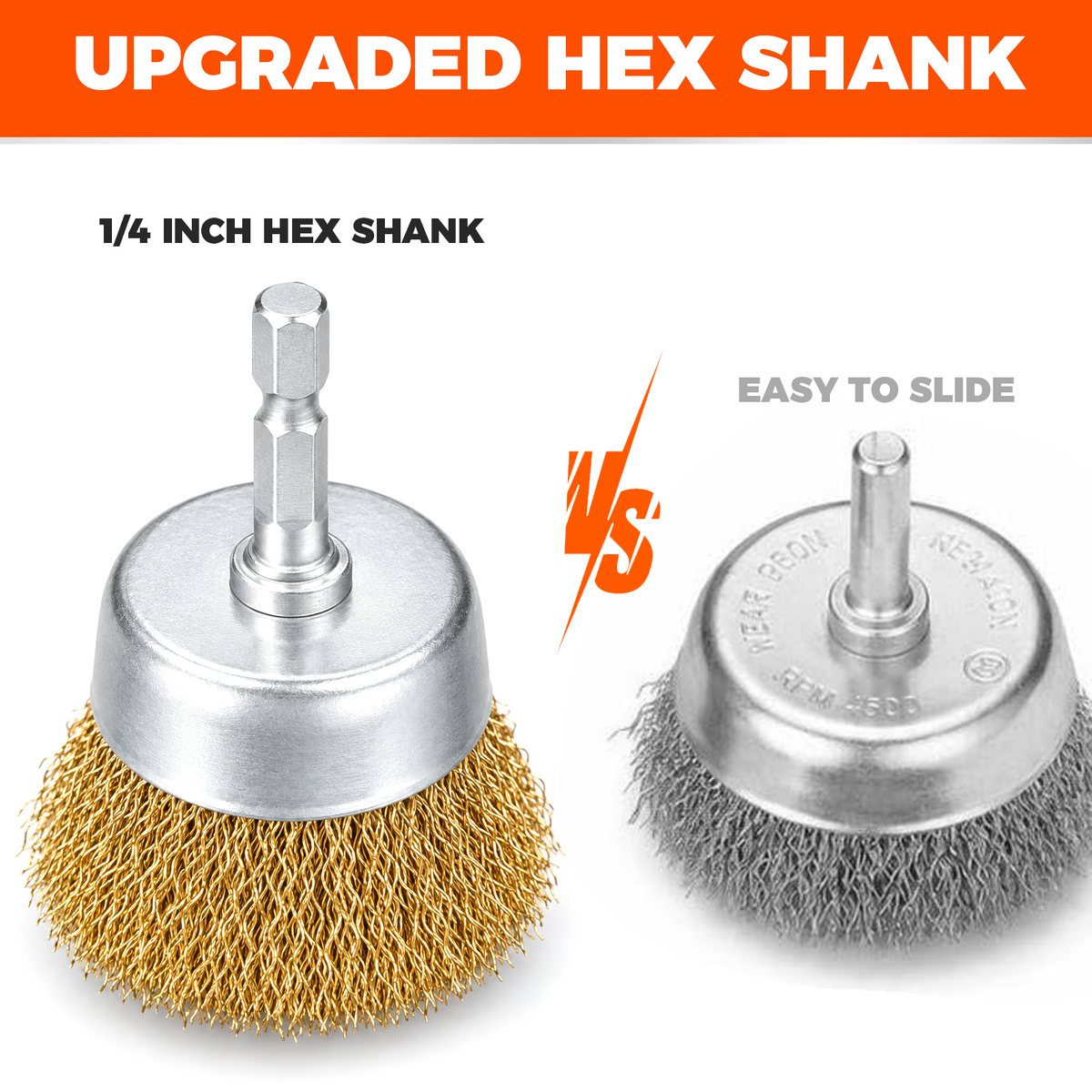 6-piece carbon steel wire wheel and cup brush set with 1/4-inch hex shank for drill, rust removal, paint stripping and metal cleaning