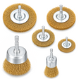 6-piece carbon steel wire wheel and cup brush set with 1/4-inch hex shank for drill, rust removal, paint stripping and metal cleaning