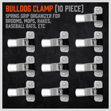 10 Pack Metal Bulldog Clamps, Spring Loaded Wall Mounted Broom and Mop Holder Clips for Garage and Garden Tool Storage