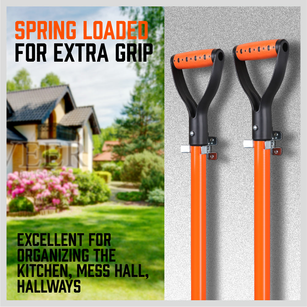 10 Pack Metal Bulldog Clamps, Spring Loaded Wall Mounted Broom and Mop Holder Clips for Garage and Garden Tool Storage