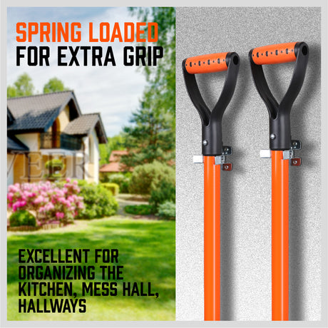 10 Pack Metal Bulldog Clamps, Spring Loaded Wall Mounted Broom and Mop Holder Clips for Garage and Garden Tool Storage