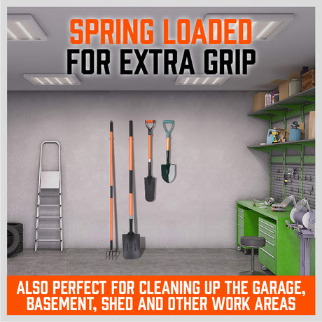 10 Pack Metal Bulldog Clamps, Spring Loaded Wall Mounted Broom and Mop Holder Clips for Garage and Garden Tool Storage