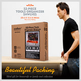 HORUSDY 52-piece wall mounted pegboard tool organizer with shelves and assorted hooks for garage and workshop storage