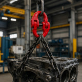 G80 hammerlock coupling link with red powder-coated finish for connecting Grade 80 lifting chains, rigging and hoisting assemblies