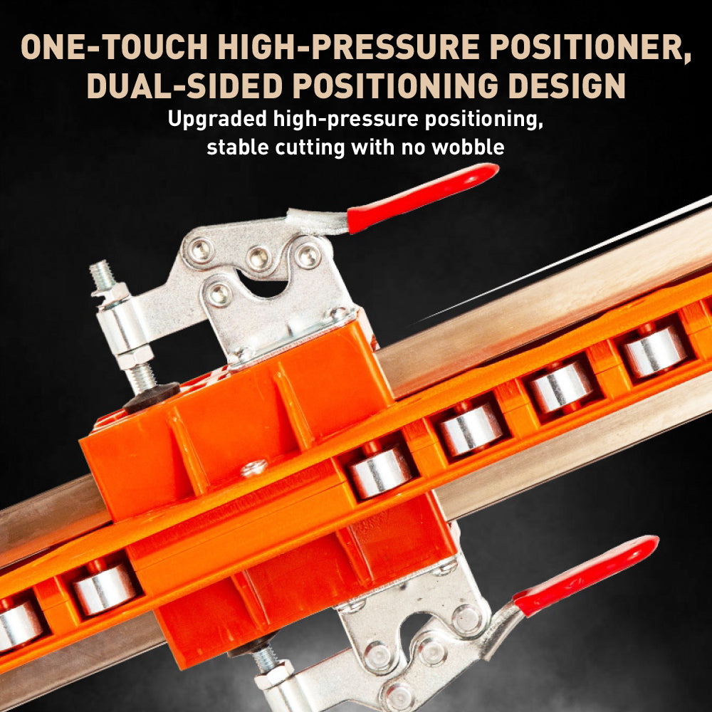 Orange 23-pulley drywall cutter tool with laser scale ruler, foldable arm, adjustable positioner and aluminum alloy cutter holder for cutting gypsum board and plasterboard