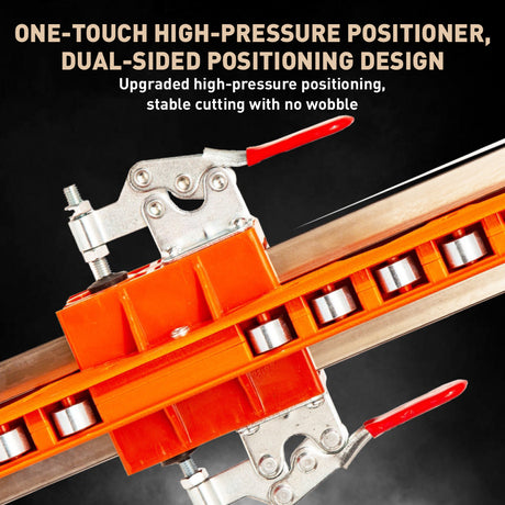 Orange 23-pulley drywall cutter tool with laser scale ruler, foldable arm, adjustable positioner and aluminum alloy cutter holder for cutting gypsum board and plasterboard