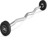 150LB fixed EZ curl barbell set with 10, 20, 30, 40 and 50 lb pre-assembled PVC coated weighted bars for home gym strength training