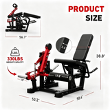 plate loaded leg extension and curl machine adjustable home gym equipment with backrest, ratio system, leg workout trainer