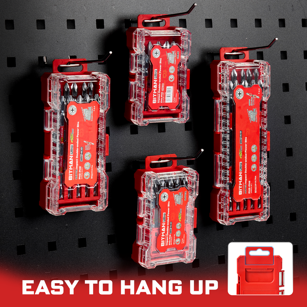 10-piece double-ended PH2 impact power bit set featuring magnetic S2 steel bits with dual torsion zones, HRC63 hardness, anti-cam-out design and storage case, available in 2.5 inch, 3.2 inch and 4.5 inch lengths for impact drivers and drills.