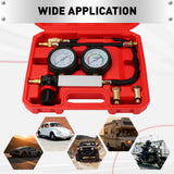cylinder leak down tester kit dual gauge engine compression tester air powered automotive diagnostic tool with hose adapters 10mm 12mm 14mm for car motorcycle engine testing