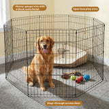 36 inch metal dog playpen 8 panel heavy duty pet exercise pen foldable puppy fence indoor outdoor with door double latch black