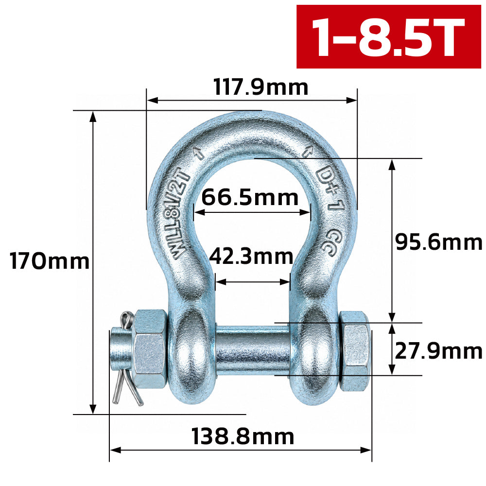 heavy duty bolt type bow shackle 0.5T-25T with nut and cotter pin for lifting, rigging, towing and industrial applications