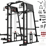 all in one smith machine power rack home gym with cable system dual pulley multifunction workout equipment