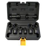ELEAD 8 piece flex head crowfoot line wrench set with 3/8 and 1/2 inch drive metric flare nut wrenches for automotive repair