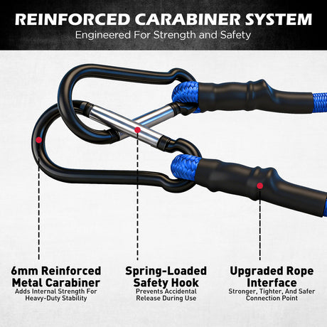 24 inch heavy duty bungee cords with locking carabiners, 8mm elastic tie down straps for cargo, camping, travel and outdoor use