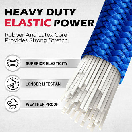 24 inch heavy duty bungee cords with locking carabiners, 8mm elastic tie down straps for cargo, camping, travel and outdoor use