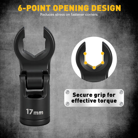 ELEAD 8 piece flex head crowfoot line wrench set with 3/8 and 1/2 inch drive metric flare nut wrenches for automotive repair