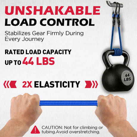 24 inch heavy duty bungee cords with locking carabiners, 8mm elastic tie down straps for cargo, camping, travel and outdoor use