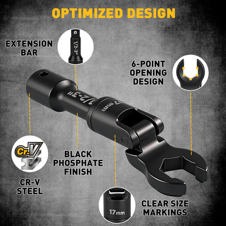 ELEAD 8 piece flex head crowfoot line wrench set with 3/8 and 1/2 inch drive metric flare nut wrenches for automotive repair