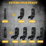 ELEAD 8 piece flex head crowfoot line wrench set with 3/8 and 1/2 inch drive metric flare nut wrenches for automotive repair